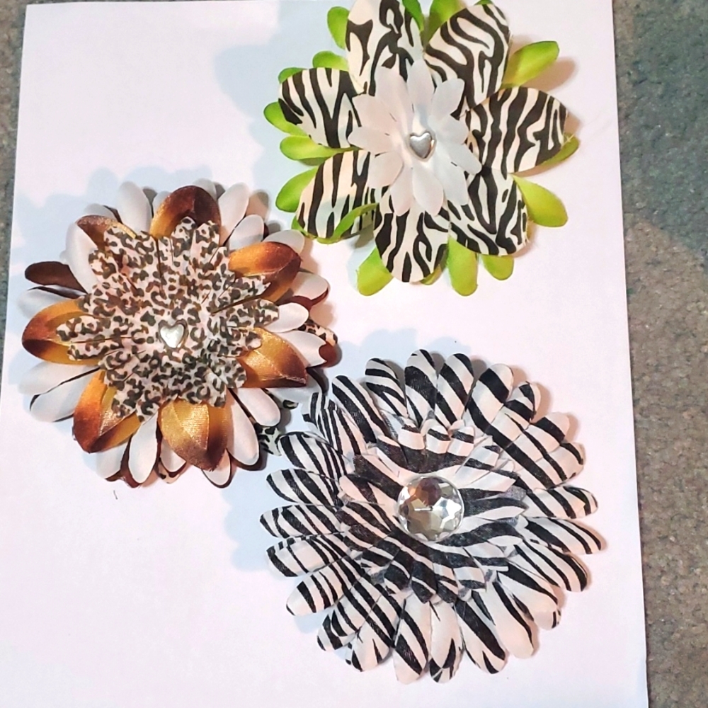 New handmade animal print Hair daisy clips barrettes